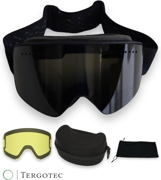 Tergotec® skibril - snowboardbril / Twee lenzen met UV-protectie laag / Slecht en mooi weer / Incl hardcase en beschermhoes
