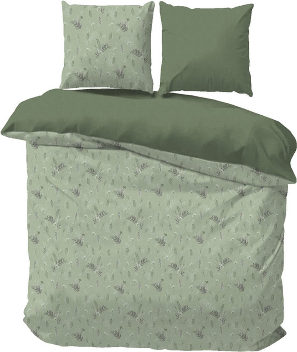 iSleep Dekbedovertrek Debby - Litsjumeaux XL - 260x200/220 cm - Groen