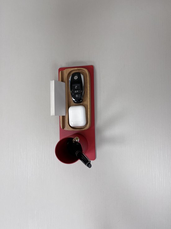 Furni24 Organisateur de bureau porte-stylo, support de téléphone (10x10x25 cm, rouge)