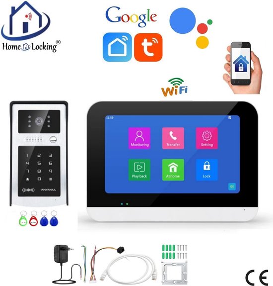 Smart WIFI deur intercom/videofoon touchscreen met bediening - Smart - €285,00