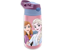 Disney Frozen RVS Drinkfles - 400 ml. - Roze / Paars - Kids Licensing -