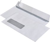SOHO Kabinet Enveloppen Met Venster Links – Luxe Enveloppen - Briefomslag – Envelop – Zelfklevende Enveloppen – 25 stuks - 110 x 220 mm – Wit