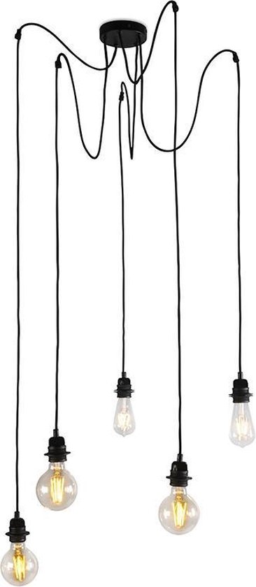 QAZQA HL Cava 5 - Lampe à suspension - 5 lumières - 1000 mm - noir