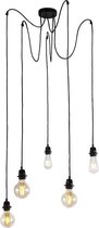 QAZQA cava luxe - Moderne Hanglamp voor boven de eettafel | in eetkamer - 5 lichts - Ø 950 mm - Zwart -  Woonkamer | Slaapkamer | Keuken