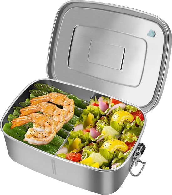 Roestvrijstalen Broodtrommel met Uitneembare Compartimenten - Milieuvriendelijk Lunchbox - Duurzaam Stalen Design - Gezonde Lunch Organizer met Uitneembare Vakken - Ruimtebesparend en Stijlvol - Voor Georganiseerde Maaltijden thuis of onderweg