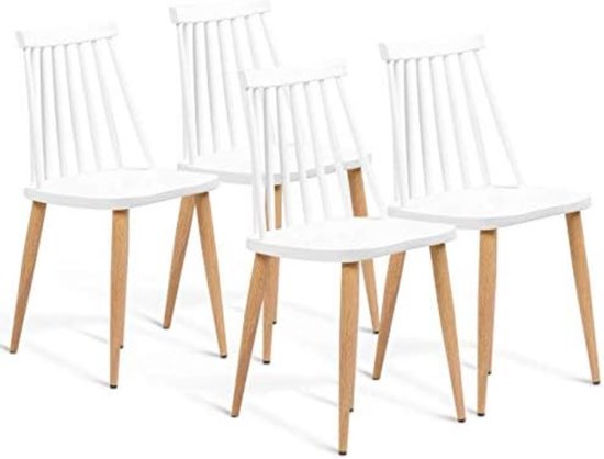 Set van 4 witte Lily stoelen voor eetkamer