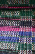 Mantelstof met vlakken groen, roze en blauw 1 meter - modestoffen voor naaien - stoffen Stoffenboetiek