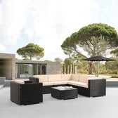 Arebos Salon de jardin en Poly Lounge Porto | incl. coussin de siege | avec chaise | 6 personnes | Vannage en polyrotin résistant aux UV | table avec plateau en verre | peut être librement combiné | Noir