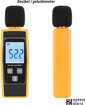 Digitale Decibelmeter 30 dB tot 130 dB - Kleine, lichte dBA Meter - Geluidsmeter - 31.5 Hz tot 8 KHz - LCD Scherm - Harris and Hertz
