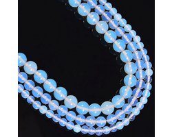 Natuurstenen, ronde Opaliet kralen, Per 3 snoeren van ca. 38cm, met resp. 4mm, 6mm en 8mm kralen
