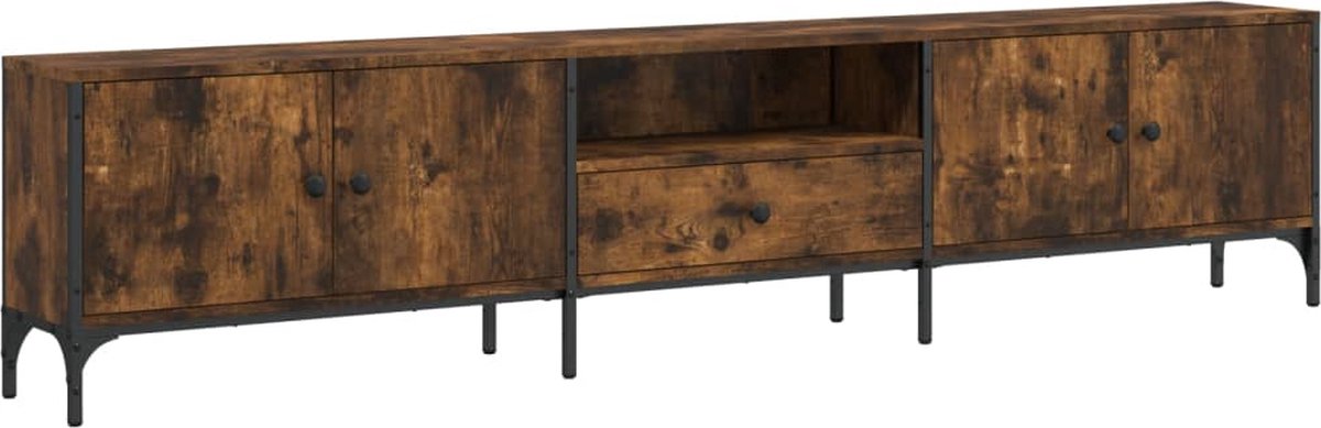 vidaXL - Tv-meubel - met - lade - 200x25x44 - cm - bewerkt - hout - gerookt - eikenkleur