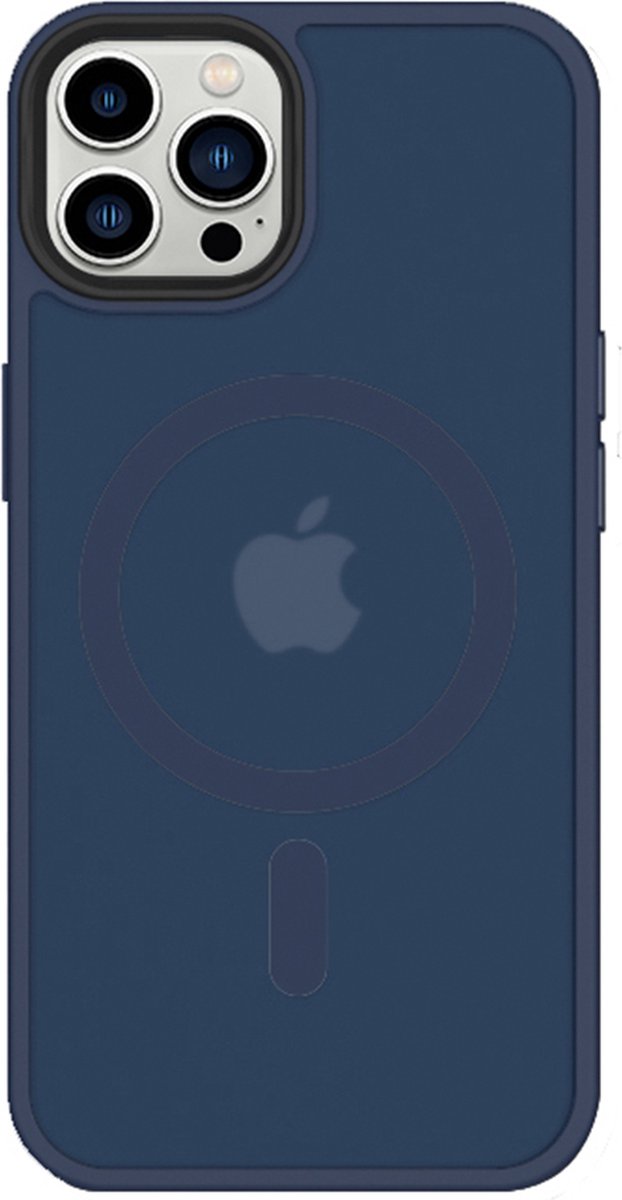 iDenn hoesje voor iPhone 13 Pro Mat Transparant Donker Blauw geschikt voor MagSafe