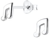 Joy|S - Zilveren muzieknoot oorbellen - 6 mm