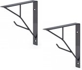 Set van 2 Plankdragers - Zwart - Staal - Modern - Industrieel - Geometrisch - 15 cm Plank - Plankendrager - Planksteunen / Wandplankdragers