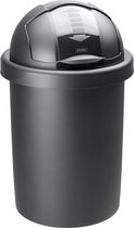 poubelle ronde avec couvercle, plastique (polypropylène), noir, 30 l (35,5 x 35,5 x 59,5 cm)