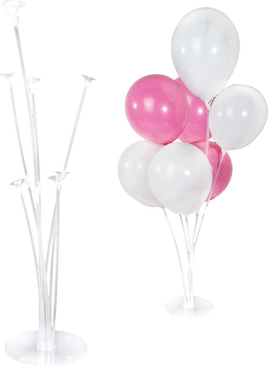 Intirilife Transparante ballonstandaard voor 7 ballonnen - 70 cm - Houder, standaard voor luchtballonnen, decoratie voor feest, bruiloft, verjaardag, babyborrel - Intirilife