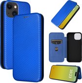 Slim Carbon Cover Hoes Etui geschikt voor iPhone 15 Blauw - Carbon A3090