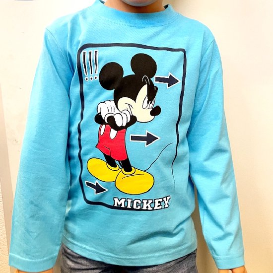Mickey Mouse Longsleeve Blauw-Maat 128