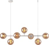 Design hanglamp wit frame en amber glazen bollen - Hepta