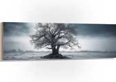 Hout - Boom - Landschap - Sneeuw - Winter - 150x50 cm - 9 mm dik - Foto op Hout (Met Ophangsysteem)