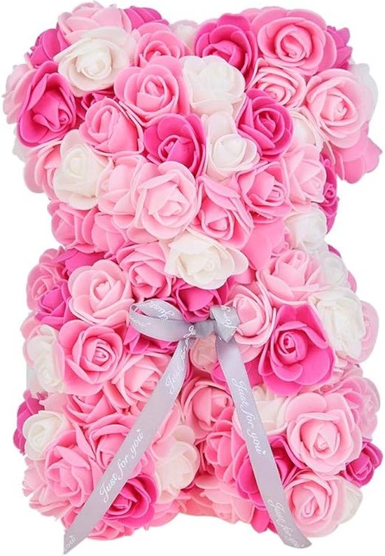 Roze Rozen Beer 25 cm met giftbox - Teddy Beer - Rose Bear - Moederdag - Verjaardag - Valentijn - Valentijnsdagcadeau - Moederdagcadeau - Rose Teddy - Liefde