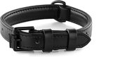 Brute Strength - Luxe leren halsband hond - Zwart met zwarte stiksels - M - (36 - 43 cm) x 2,5cm