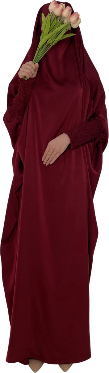 Nivard Gebedskleding Dames - Abaya - Islamitische Kleding - Khimar - Jilbab - Vrouw - Alhamdulillah - Rood