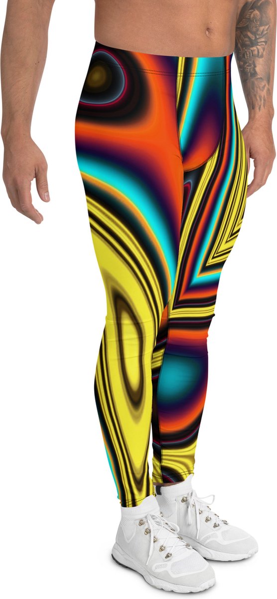 II THE MOON Sport Legging heren top kwaliteit, wordt per bestelling geprint, gesneden en handgenaaid met unieke RETRO print ontworpen door MOON