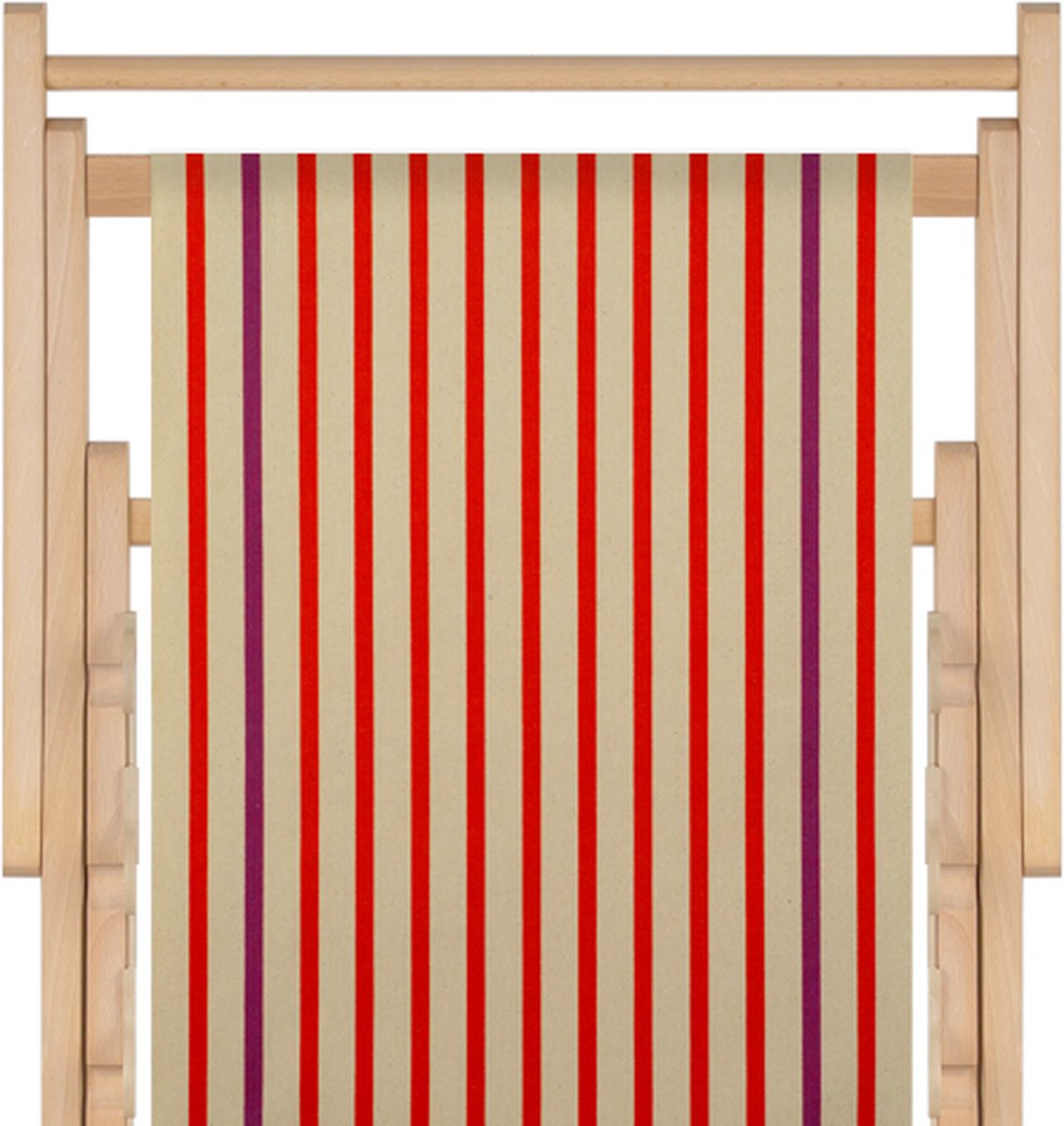 Houten strandstoel met hoogwaardige stof in katoen massief beukehout - dubbelgeweven katoen Marine oranje- opvouwbaar - verstelbaar in 3 standen - zonder armleuning - afneembare hoes - multicolour - strepen