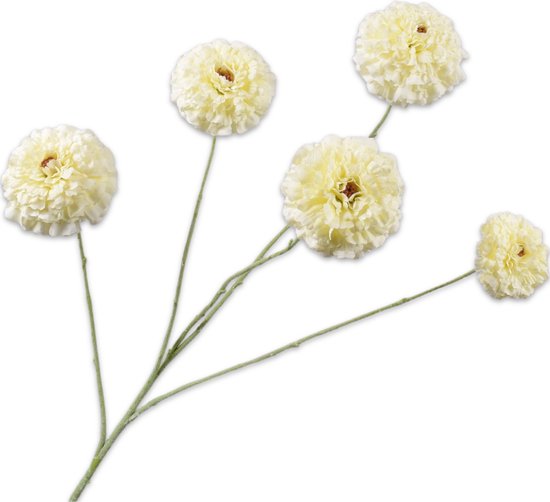 Silk-ka Fleur Artificielle-Fleur en Bloem Tagetes Branche Crème 91 cm