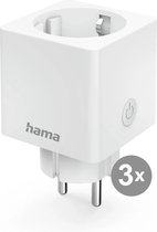 Hama Wi-Fi Stopcontact Mini SmartPlug - 16A - 3680W - Meten van Energieverbruik - WLAN Smart Stopcontact - Hama Smart Solution App en Spraakbesturing - Geschikt voor Apple Home, Alexa, Google Assistent - Wit - 3 stuks