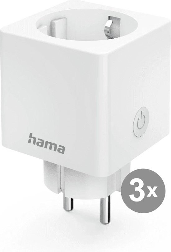 Hama Wi-Fi Stopcontact Mini SmartPlug - 16A - 3680W - Meten van Energieverbruik - WLAN Smart Stopcontact - Hama Smart Solution App en Spraakbesturing - Geschikt voor Apple Home, Alexa, Google Assistent - Wit - 3 stuks