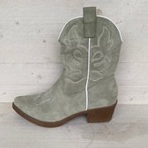 Leuke cowboylaars met print olive suede 40 / Olive