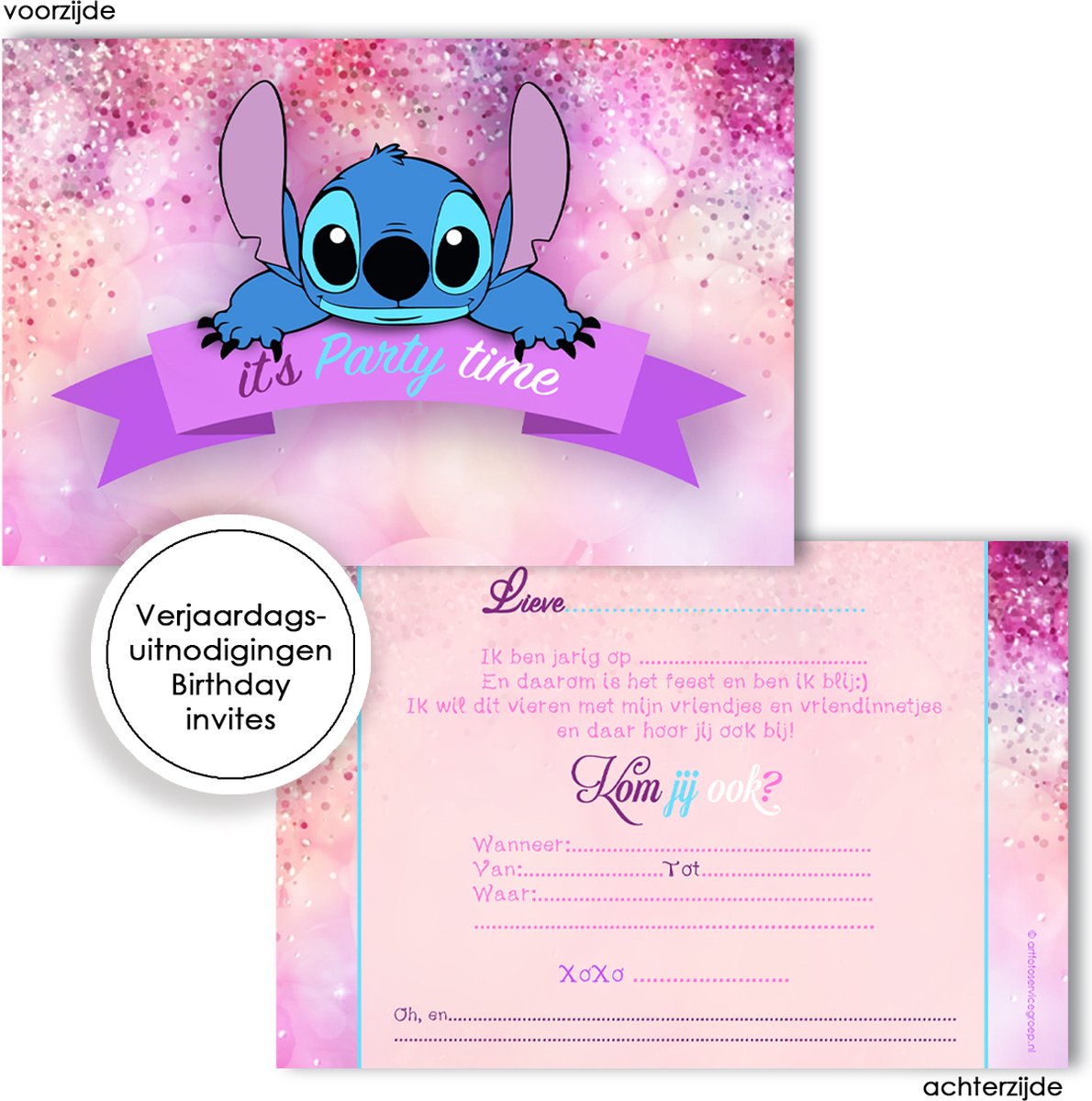 BCI022 -8 invitations avec enveloppes - Lilo et Stitch - lilo et