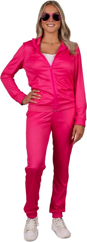 PartyXplosion - Jaren 80 & 90 Kostuum - Pink Nation Teamplayer - Vrouw - Roze - Maat 44 - Carnavalskleding - Verkleedkleding
