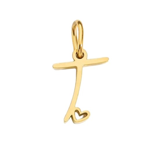 Letter hanger inclusief ketting - T - letter - charm - goud kleur - stainless steel - verkleurt niet - perfect cadeau - valentijn - verjaardag - dierbare