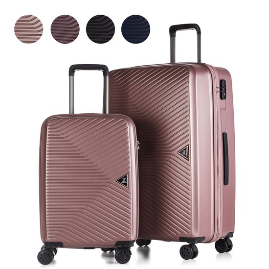 ©TROLLEYZ - Ibiza No.3 - Kofferset 2 delig - 55cm+78cm met TSA slot - Dubbele wielen - 360° spinners - 100% ABS - Reiskoffers in Cosmopolitan Pink