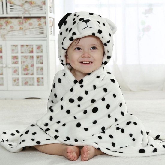BoefieBoef Dalmatiër Hond Dieren Badcape Baby 0-3 Jaar – Fleece Baby Handdoek met Capuchon – Wikkeldeken & Babydeken – Babycape, Omslagdoek & Badponcho – Jongens & Meisjes – Kraamcadeau – Wit — afbeelding 5