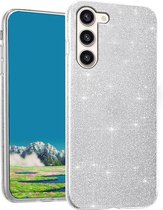 Casemania Hoesje Geschikt voor Samsung Galaxy S24 Zilver - Glitter Back Cover
