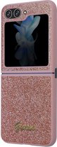 Guess Glitter Flakes Back Case - Geschikt voor Samsung Galaxy Z Flip 5 (F731) - Roze