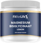Fit for Life Magnesium bisglycinaat poeder (lemon) - Zonder magnesiumoxide - Versterkt door de ingrediënten Vitamine B6, L-Glycine en Taurine - 250 gram - 100 doses