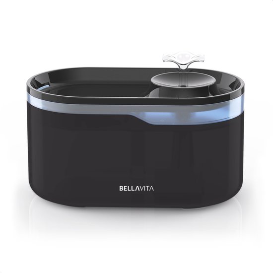 BELLAVITA® Drinkfontein - Waterfontein - Incl. 4 Filters - Waterfontein voor Katten en Honden - 2.8L - Dieren Drinkbak - Zwart