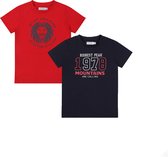 Dirkje Jongens 2 PACK T-shirt - Red + navy - Maat 122