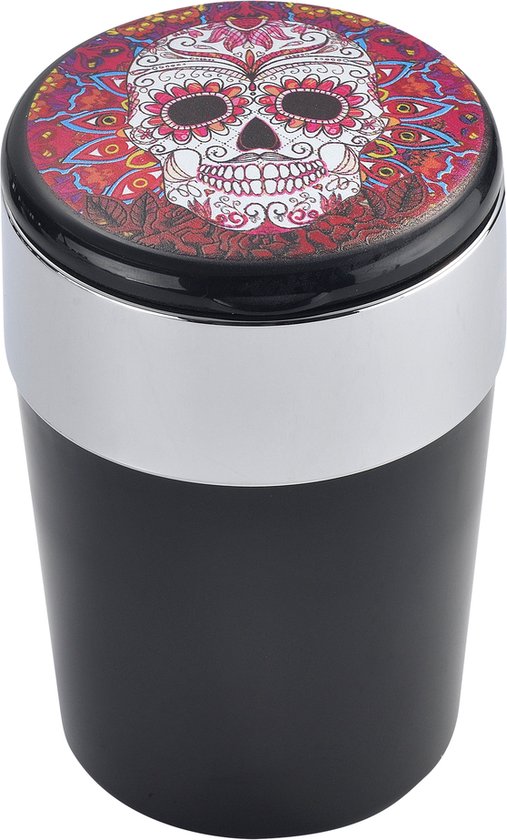 Auto Asbak Calavera Mix 2 - Met Ledverlichting - Mix Kleur - 12 x 8 x 8 cm