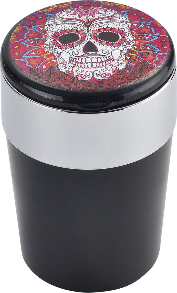 Goedkoopste Auto Asbak Calavera Mix 2 - Met Ledverlichting - Mix Kleur - 12 x 8 x 8 cm