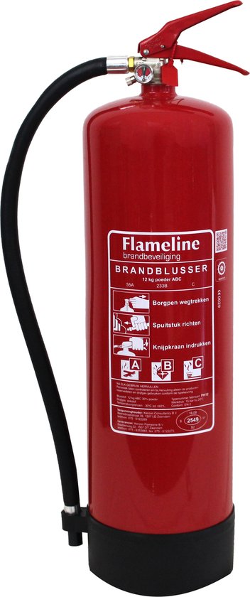 Poederblusser 12 kilo - poeder brandblusser - brandklasse ABC - Incl. wandbeugel en keuringssticker
