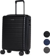 ©TROLLEYZ - Amsterdam No.9 - Trolley - 55cm met TSA slot - Dubbele wielen - 360° spinners - 100% ABS - Handbagage koffer in Night Black