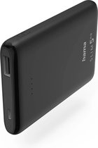 Hama SLIM-5HD USB-A Powerbank 5000mAh - 1 x USB-A output - 1 x Micro-USB input - Kleine powerbank - Geschikt voor iPhone en Samsung - Zwart