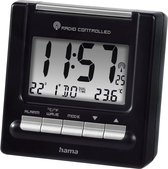 Hama Radiogestuurde wekker - Digitale wekker - Display - Datum- en temperatuurweergave - Sluimerfunctie - 8x4,5x7,7 cm - Incl. batterijen - Zwart