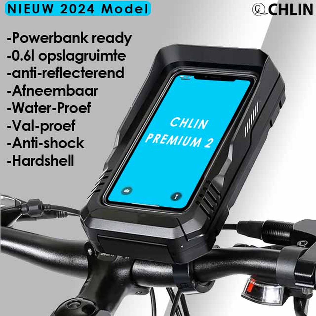 CL CHLIN® Premium 2 - waterdichte telefoonhouder voor fiets met zonnescherm - Voor 3.3 tot 6.9 inch - Anti-Schock - 360 graden rotatie - Smartphone Telefoon houder - Universeel - frametassen - - fietsstuur tas - telefoonhouder fiets- fietshouder